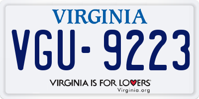 VA license plate VGU9223