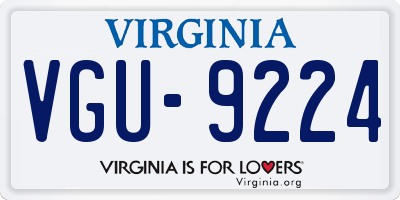 VA license plate VGU9224