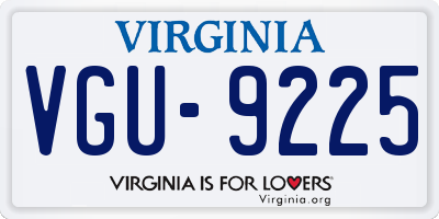 VA license plate VGU9225