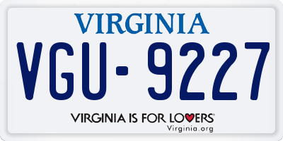 VA license plate VGU9227