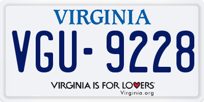 VA license plate VGU9228