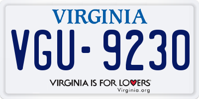 VA license plate VGU9230