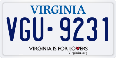 VA license plate VGU9231