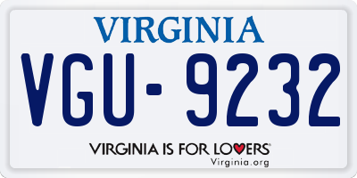 VA license plate VGU9232
