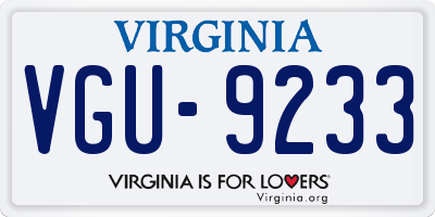 VA license plate VGU9233