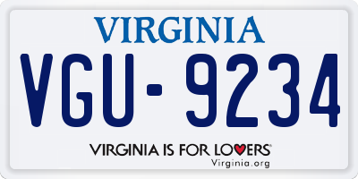 VA license plate VGU9234