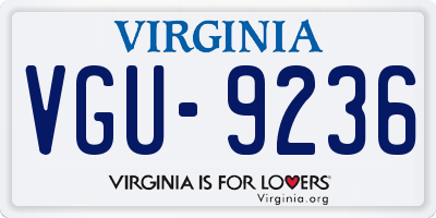VA license plate VGU9236
