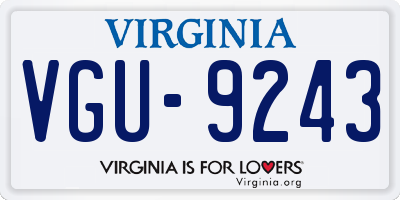 VA license plate VGU9243