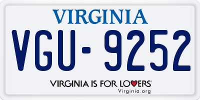 VA license plate VGU9252