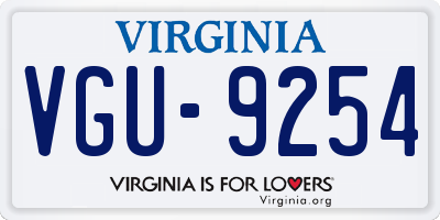 VA license plate VGU9254