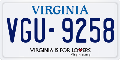 VA license plate VGU9258