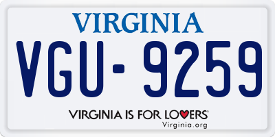 VA license plate VGU9259
