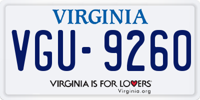 VA license plate VGU9260