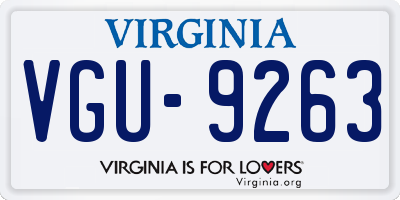 VA license plate VGU9263