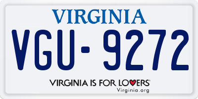 VA license plate VGU9272