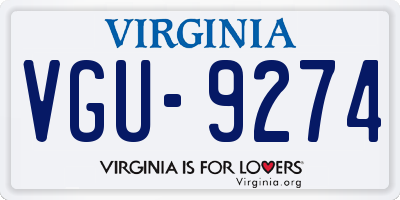VA license plate VGU9274