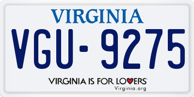 VA license plate VGU9275