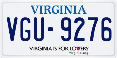 VA license plate VGU9276