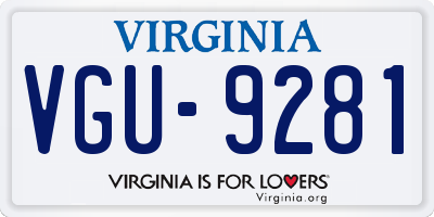 VA license plate VGU9281
