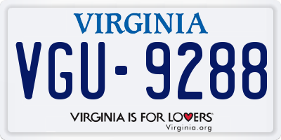 VA license plate VGU9288