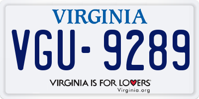 VA license plate VGU9289