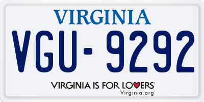 VA license plate VGU9292
