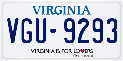 VA license plate VGU9293
