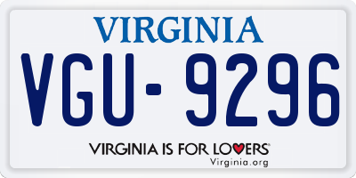 VA license plate VGU9296