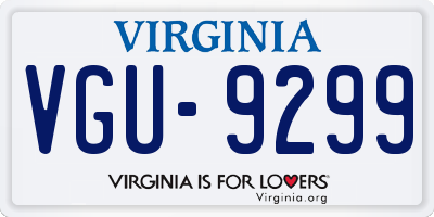 VA license plate VGU9299