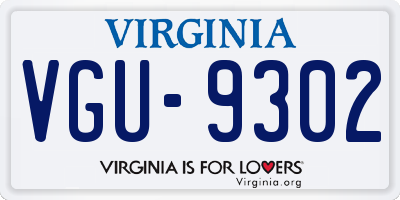VA license plate VGU9302