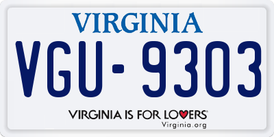 VA license plate VGU9303