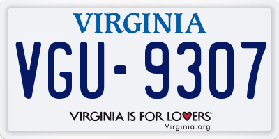 VA license plate VGU9307