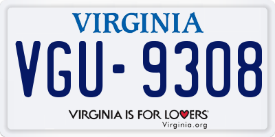 VA license plate VGU9308