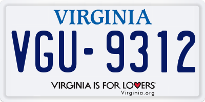 VA license plate VGU9312