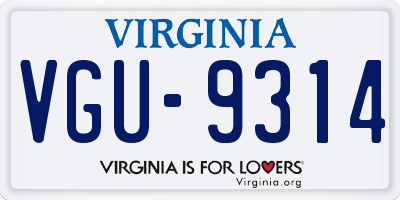 VA license plate VGU9314