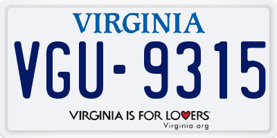 VA license plate VGU9315