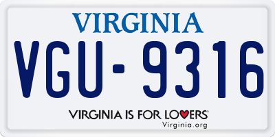 VA license plate VGU9316