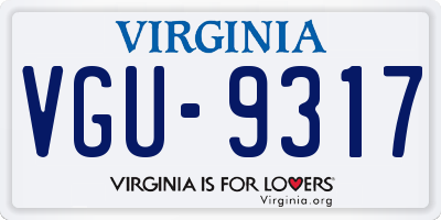 VA license plate VGU9317