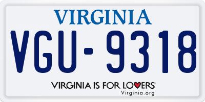 VA license plate VGU9318