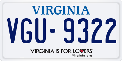 VA license plate VGU9322