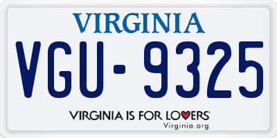 VA license plate VGU9325