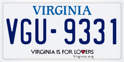 VA license plate VGU9331