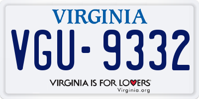 VA license plate VGU9332