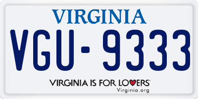 VA license plate VGU9333