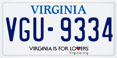 VA license plate VGU9334