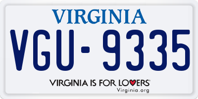 VA license plate VGU9335