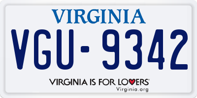 VA license plate VGU9342
