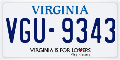 VA license plate VGU9343