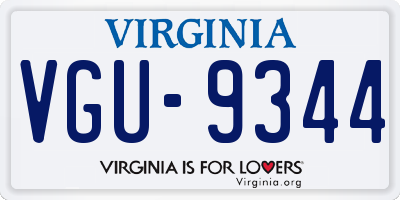 VA license plate VGU9344