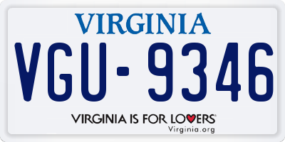 VA license plate VGU9346